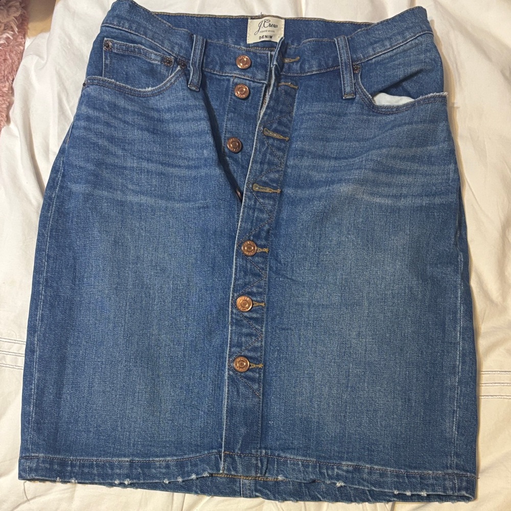 J. Crew Blue Denim Button-Front Pencil Skirt
